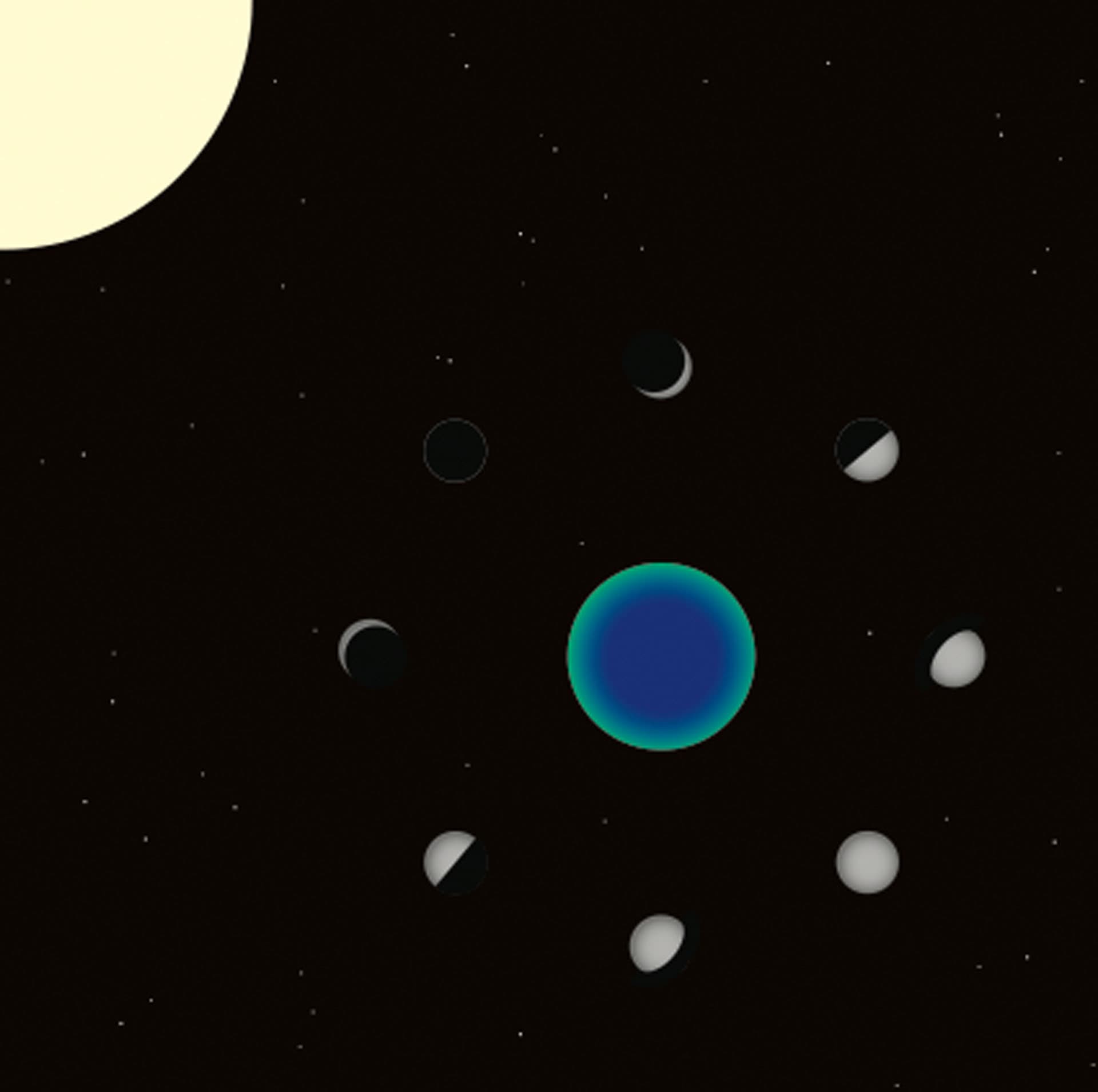 Metal front overlay Cosmos Moon Phases