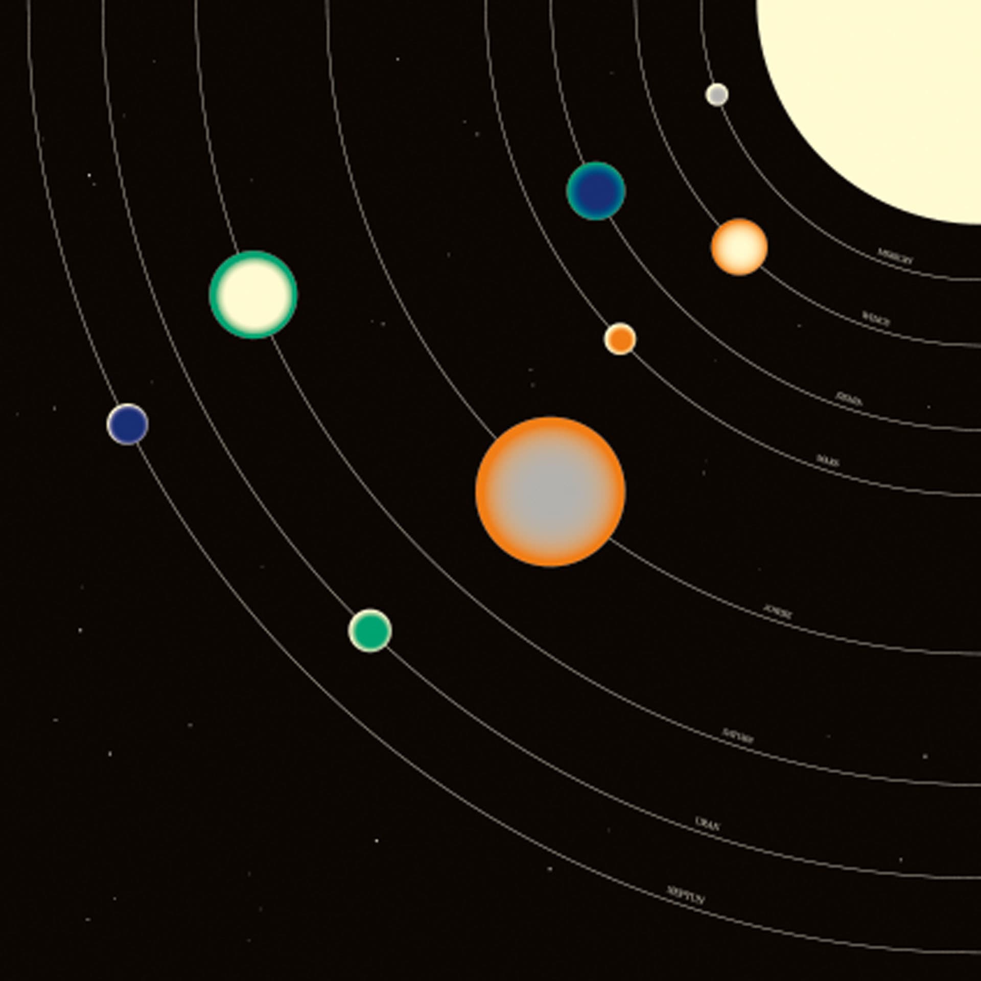 Metal front overlay Cosmos System of planet