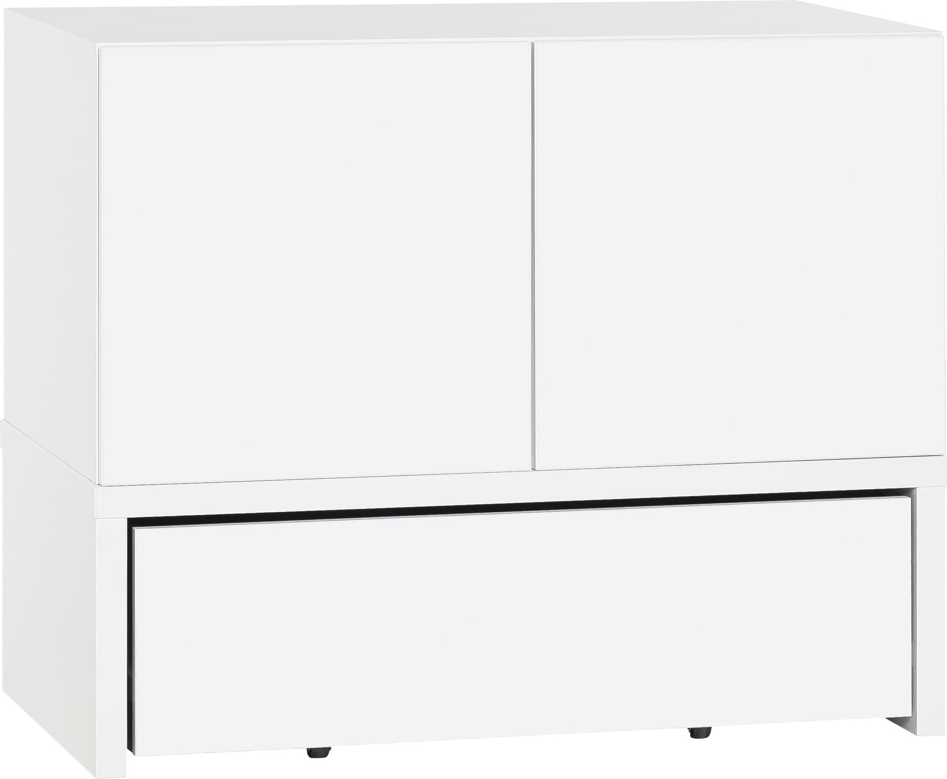 Low chest of drawers with 4 drawers on a platform with pull-out drawer Young Users Next