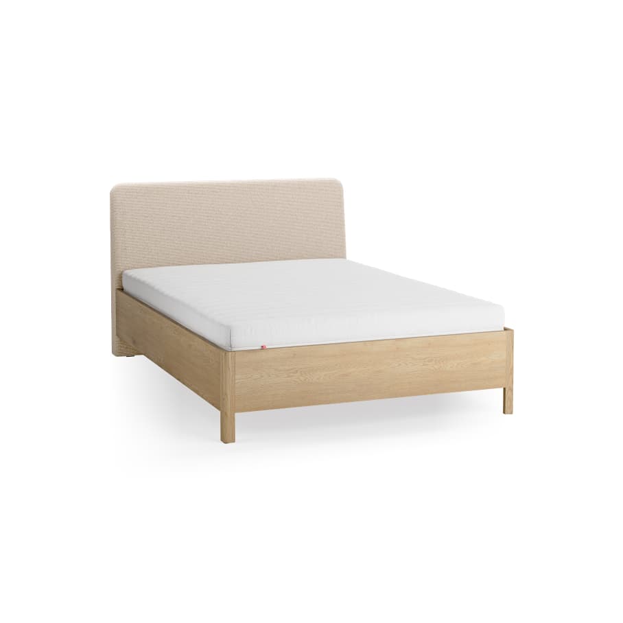Bed 140x200 with upholstered slanted headrest Well