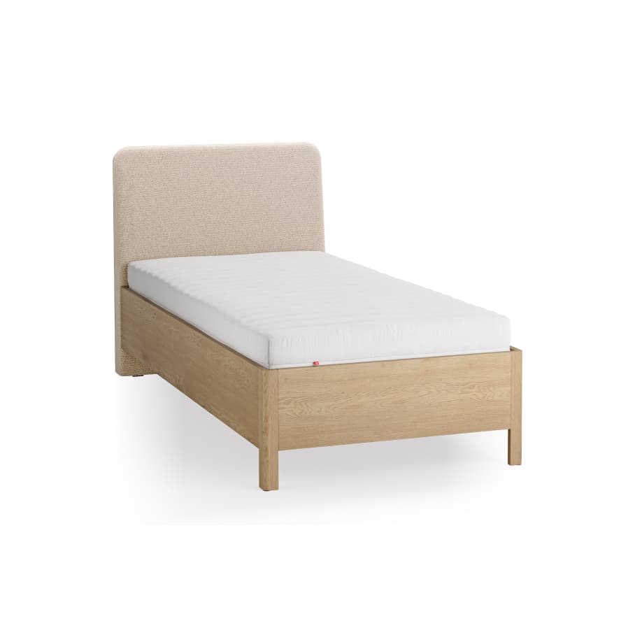 Bed 90x200 with upholstered slanted headboard Well