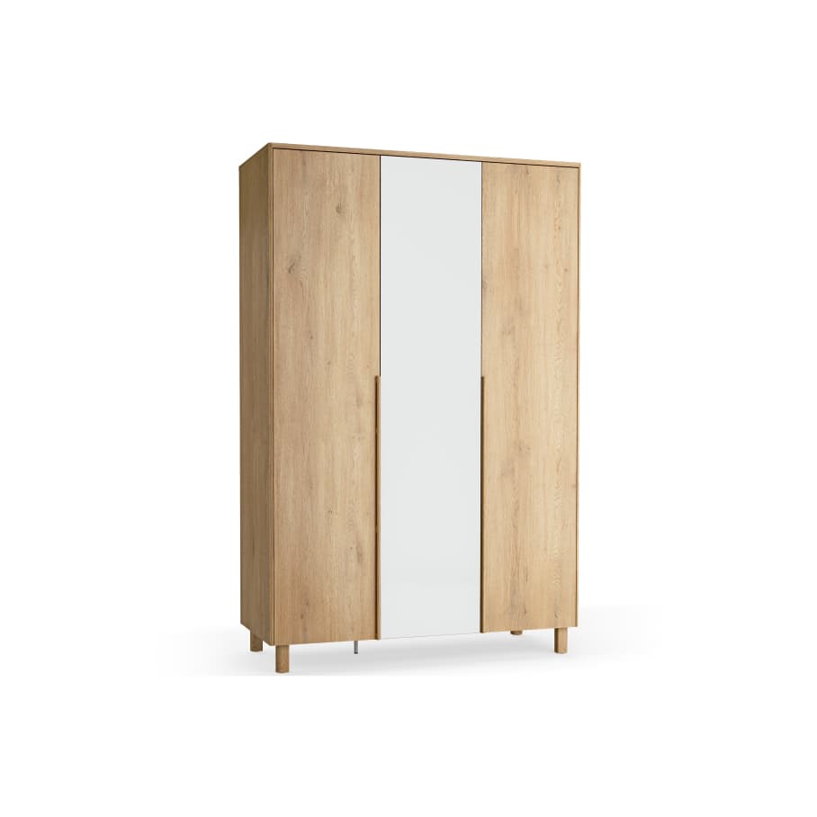 Well 3-door wardrobe with mirror with lighting