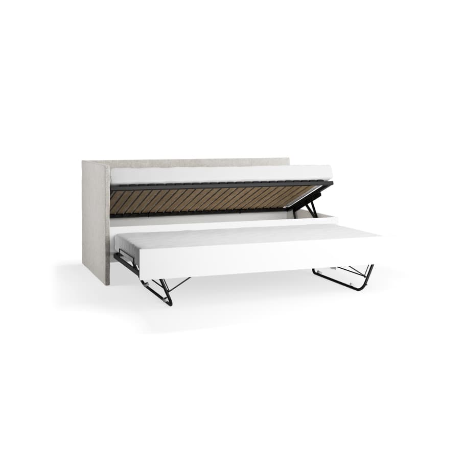 Left upholstered bed with lift-up frame and lower bed Young Users Next