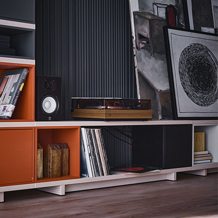 Meuble TV gris beige / terracotta Balance Arrangement