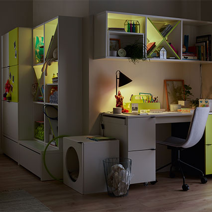 RGB LED backlight with remote control, 2 pt white set Young Users arrangement