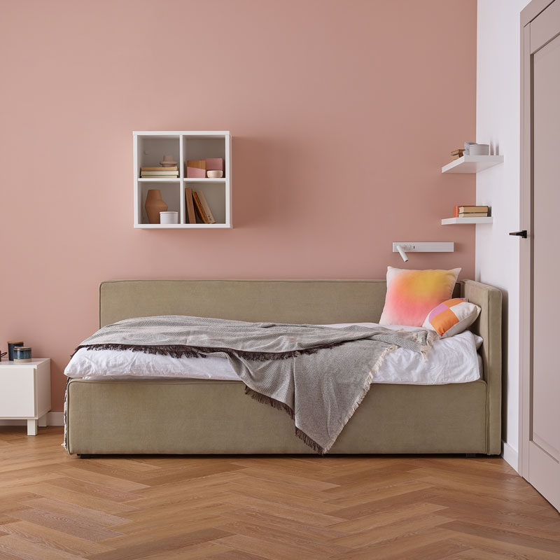 Upholstered corner bed right 90x200 Nook arrangement