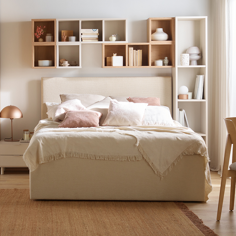 Upholstered bed with large storage 160x200 Puric arrangement