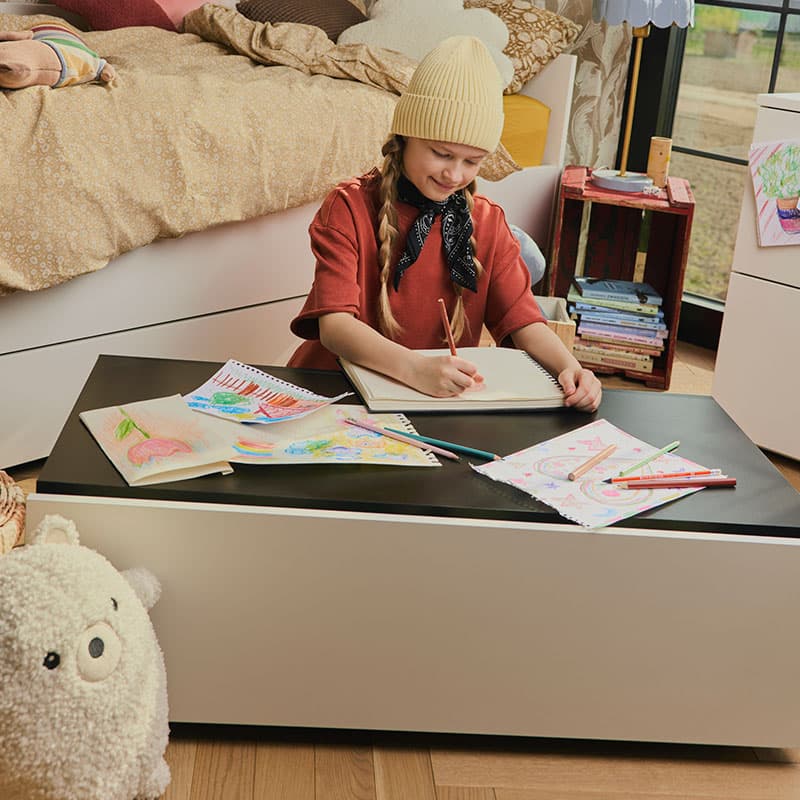 Platform 106×53 with pull-out storage box Young Users Next arrangement