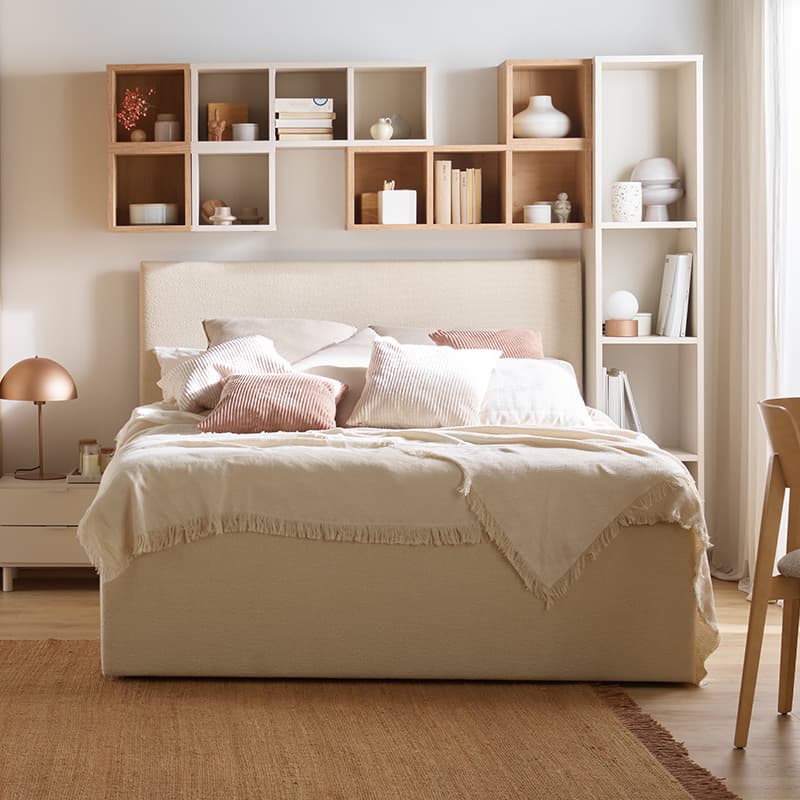 Upholstered bed with large storage 160x200 Puric arrangement