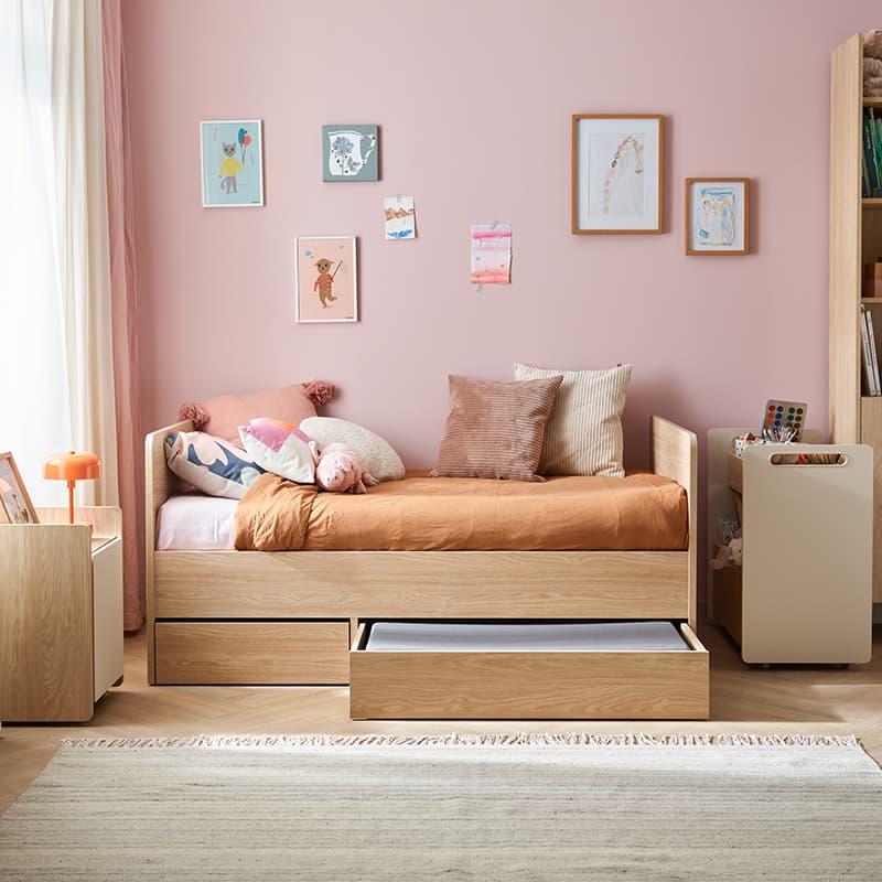 Growing bed 90x160-200 with 1 drawer Muve arrangement