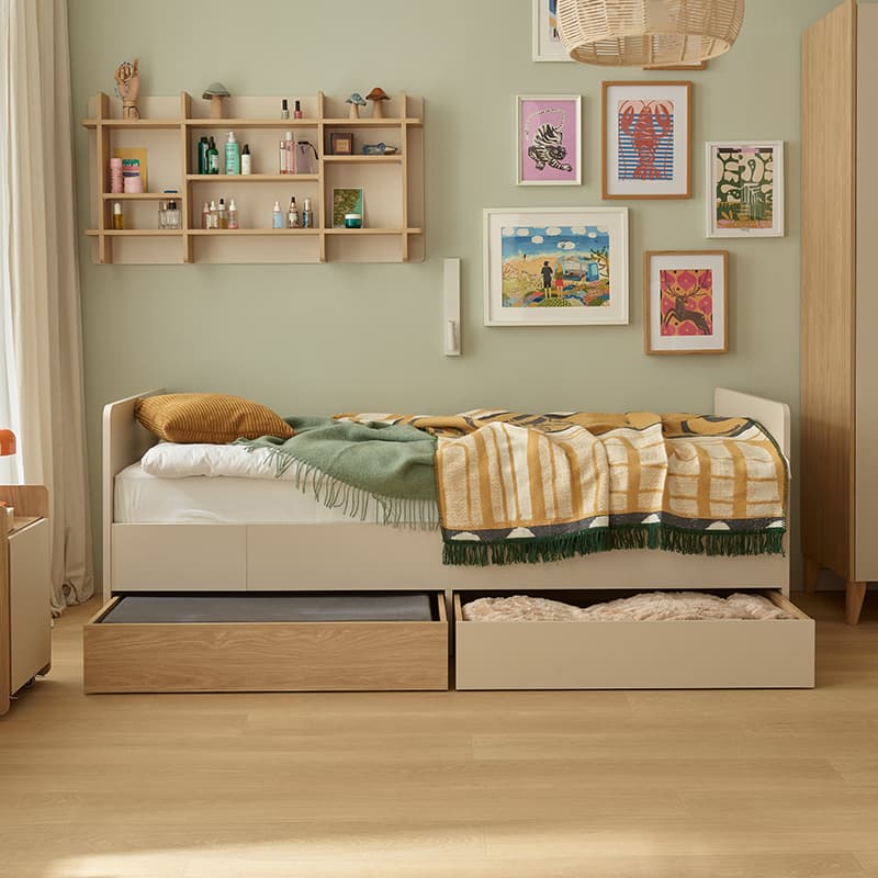 Growing bed 90x160-200 with 2 drawers Muve arrangement